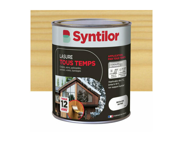 Lasure tous temps couleur incolore satiné - 1L - Syntilor - Brico Dépôt