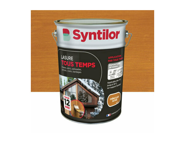 Lasure tous temps couleur chêne clair satiné - 5L - Syntilor - Brico Dépôt