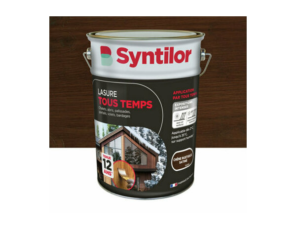 Lasure tous temps couleur chêne rustique satiné - 5L - Syntilor - Brico Dépôt