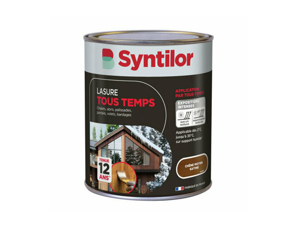 Lasure tous temps couleur chêne moyen satiné - 1L - Syntilor - Brico Dépôt