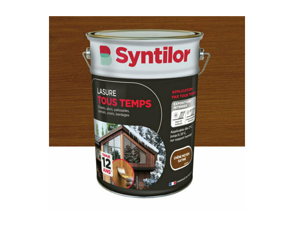 Lasure tous temps couleur chêne moyen satiné - 5L - Syntilor - Brico Dépôt