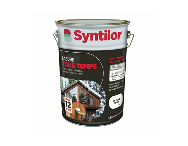 Lasure tous temps couleur incolore satiné - 5L - Syntilor - Brico Dépôt