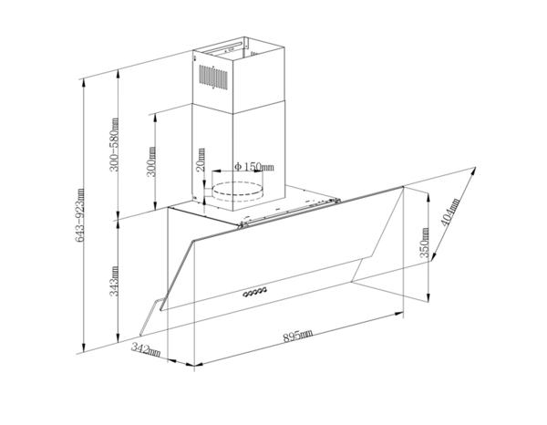 Hotte inclinée grande largeur noire - L.90 CM - Brico Dépôt