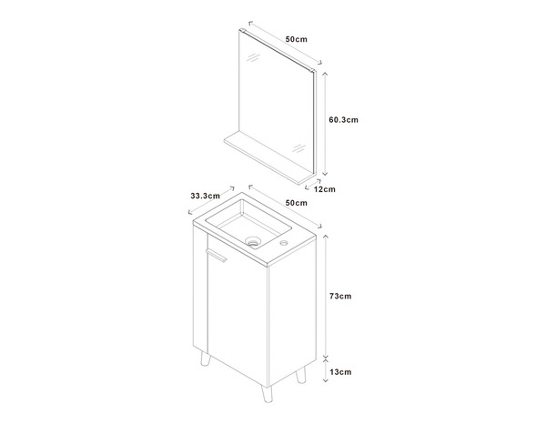 Meuble sous vasque avec miroir et lave mains en résine "TAMORA" bois blanc - Brico Dépôt