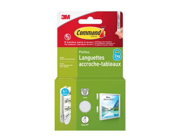 4 paires de languettes de fixation tableaux petit modèle blanc - max 2 kg - Command - Brico Dépôt