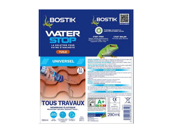 Membrane élastique d'étanchéité "Waterstop" couleur tuile - 290 ml - Bostik - Brico Dépôt