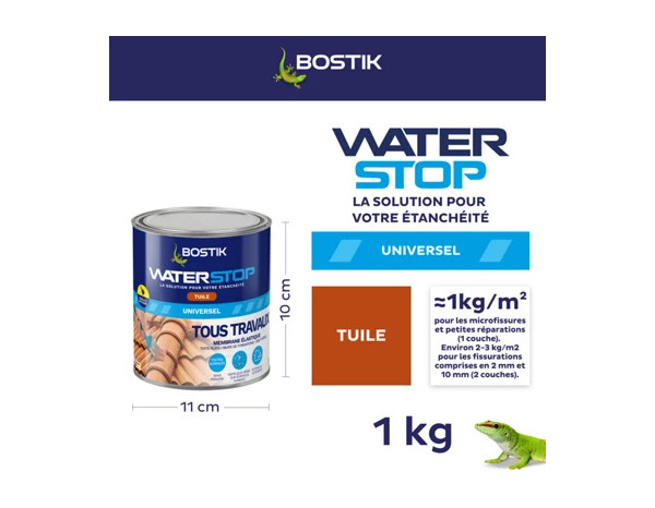 Membrane élastique d'étanchéité "Waterstop" couleur tuile - 1 kg - Bostik - Brico Dépôt