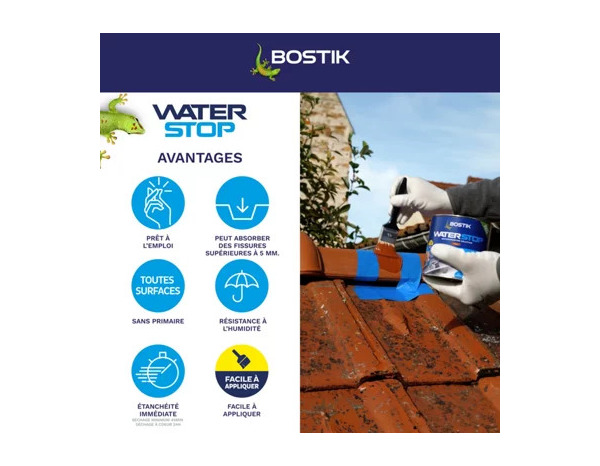 Membrane élastique d'étanchéité "Waterstop" couleur tuile - 1 kg - Bostik - Brico Dépôt
