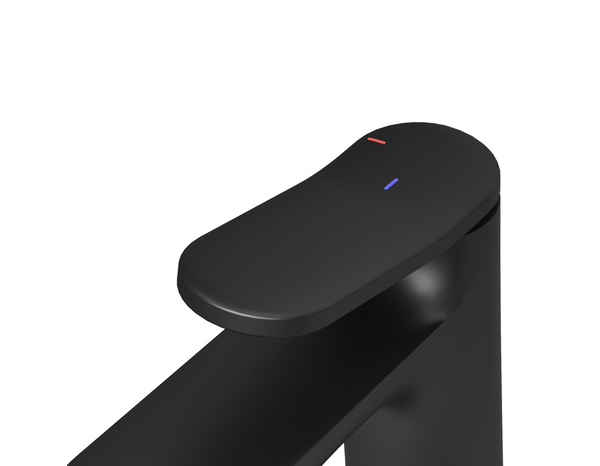 Mitigeur lavabo M KASSIE mat noir en laiton, hauteur 17,3 cm, poignée zinc - Cooke and Lewis - Brico Dépôt