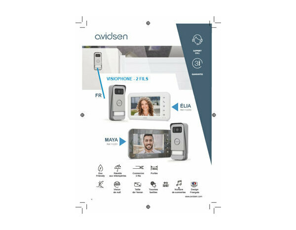 Visiophone filaire « Maya » écran tactile 7" couleur, vision nocturne, aluminium - Avidsen - Brico Dépôt