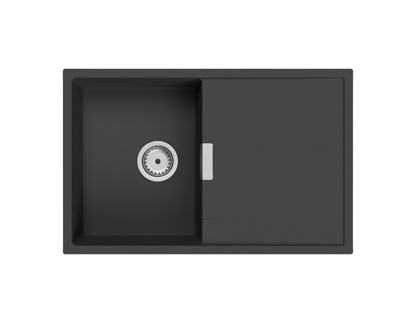 Kit évier encastré 78x50 cm quartz résine mat noir métallisé avec robinet - Brico Dépôt