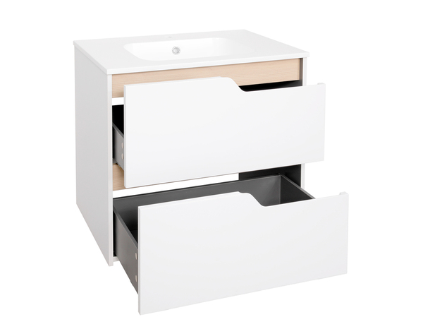 Ensemble meuble + vasque + miroir TOLIMA blanc – l. 60 X P. 45cm - Brico Dépôt