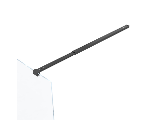 Paroi de douche à l'italienne l.90 x H.190 cm verre trempé 6 mm noir mat avec porte-serviettes - Brico Dépôt