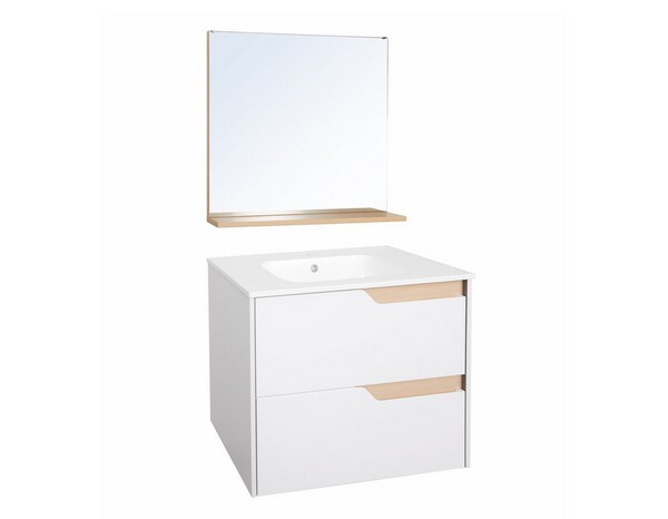 Ensemble meuble + vasque + miroir TOLIMA blanc – l. 60 X P. 45cm - Brico Dépôt