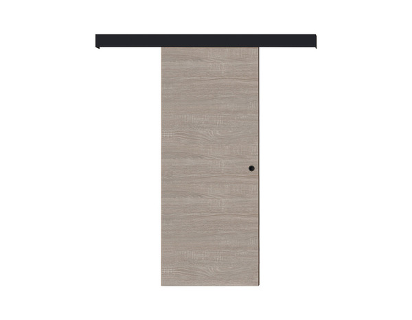 Kit porte coulissante aspect bois H.204 x L.83 + rail aluminium/MDF noir 160cm OPTIMUM - Brico Dépôt