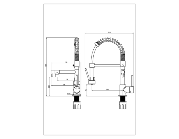 Mitigeur douchette cuisine LARENTIA mat noir effet graphite, rotation 360°, hauteur 40 cm - Brico Dépôt