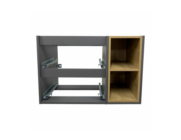 Ensemble TOLMAN 80 cm gris mat effet bois meuble sous-vasque mural avec vasque résine - Brico Dépôt