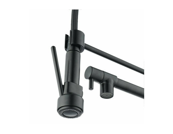 Mitigeur douchette cuisine LARENTIA mat noir effet graphite, rotation 360°, hauteur 40 cm - Brico Dépôt