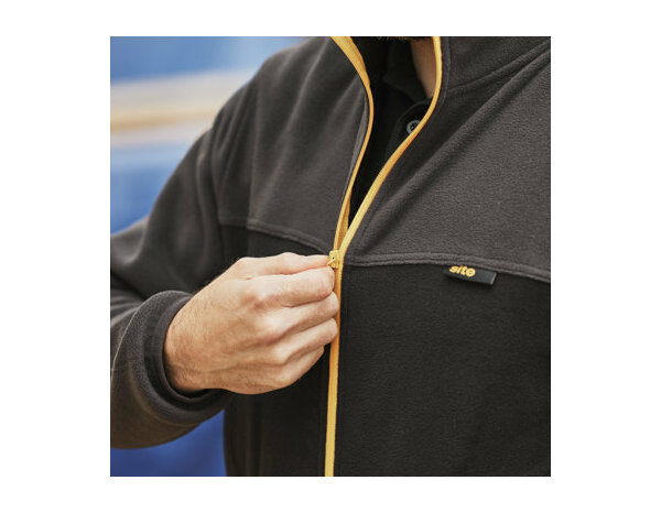 Veste polaire CAZE noire/grise en polyester, col cheminée, 2 poches zippées, taille XL - Brico Dépôt