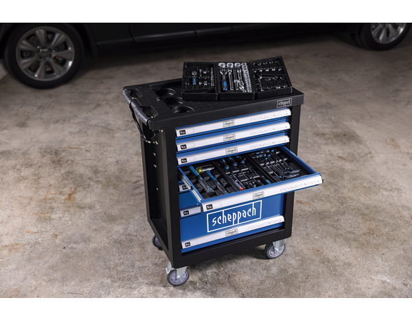 Servante équipée 71 pièces, outils complets pour tous travaux, taille adaptée - Scheppach - Brico Dépôt