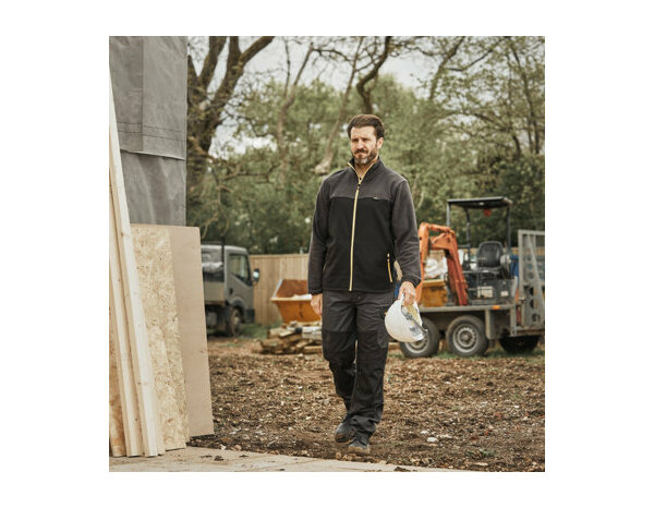 Veste polaire CAZE noire/grise en polyester, col cheminée, 2 poches zippées, taille L - Brico Dépôt