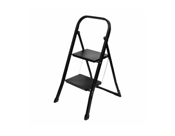 Marchepied pliable 2 marches noir mat en acier et antidérapant H. ouvert : 82 cm - Brico Dépôt