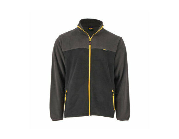 Veste polaire CAZE noire/grise en polyester, col cheminée, 2 poches zippées, taille S - Brico Dépôt