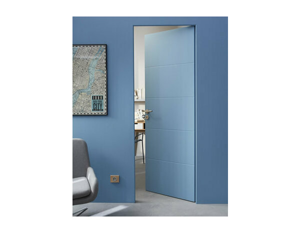 Bloc porte rainuré poussant gauche  blanc 73 cm,  204x 73 cm - Brico Dépôt