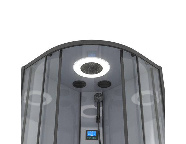 Cabine de douche noire bluetooth avec ventilation, éclairage led, porte coulissante SMART - 90 x 90 cm - Brico Dépôt