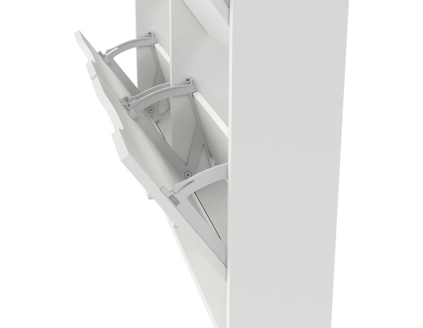 Meuble à chaussures blanc, 4 compartiments ABADI - H 90,2 x L 89 x P 16,3 cm - Brico Dépôt