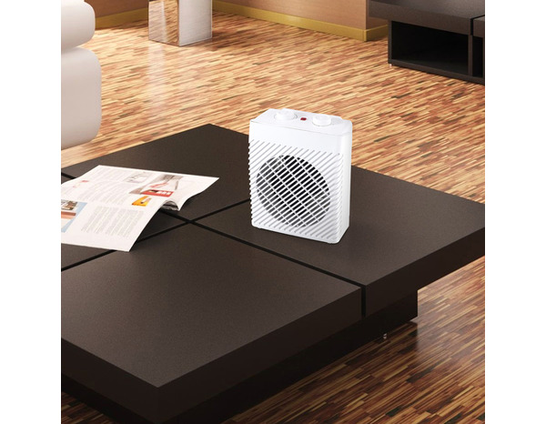Chauffage soufflant mobile compact thermostat réglable et poignée 2000W blanc - Brico Dépôt