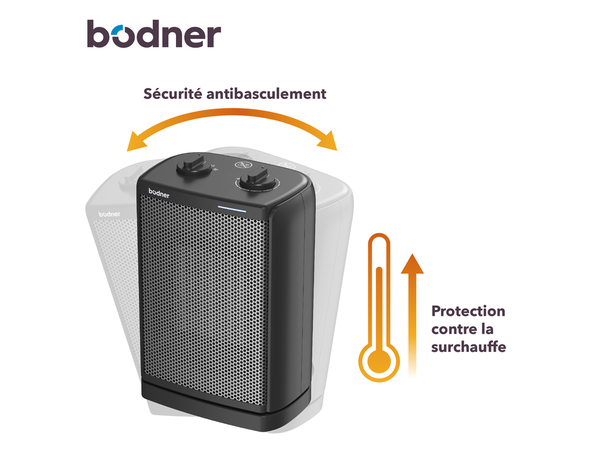 Chauffage soufflant oscillant noir - 26,3x17,5x12 cm - Brico Dépôt