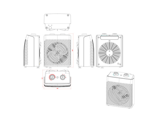 Chauffage soufflant mobile compact thermostat réglable et poignée 2000W blanc - Brico Dépôt