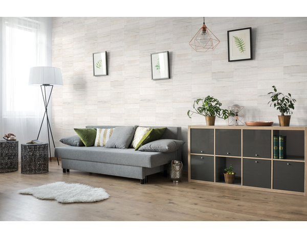 Lambris PVC effet bois blanc et gris mat - 260 CM X 35 CM ÉP. 5 MM - Grosfillex - Brico Dépôt