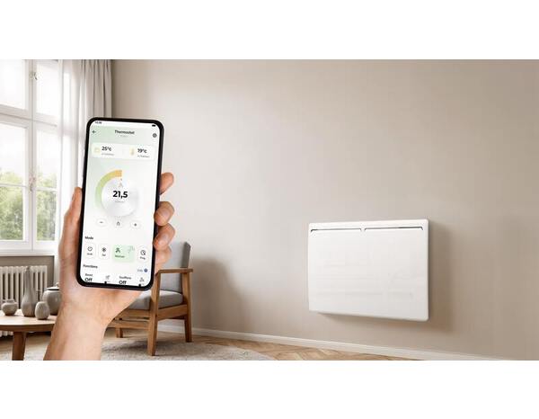 Radiateur à inertie sèche blanc 1000W WiFi, ANNA montage mural, thermostat ajustable - Carrera - Brico Dépôt