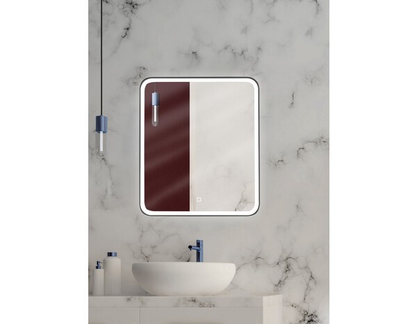 Miroir LED CHICAGO encadrement noir mat L. 60 x H. 70 cm - Brico Dépôt