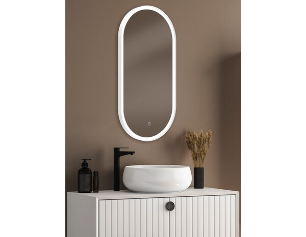 Miroir LED Oblong blanc "Chicago" L. 40 x H. 80 cm - Brico Dépôt