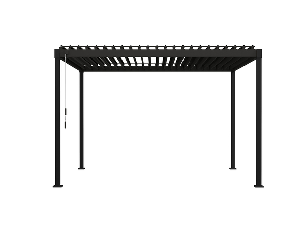 Pergola bioclimatique acier 4x3m avec lames orientables, fixation à sceller, gris anthracite - Brico Dépôt