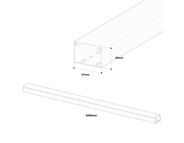 Moulure blanche goulotte H. 60 x P. 40 mm x L. 2 m - GGK - Brico Dépôt