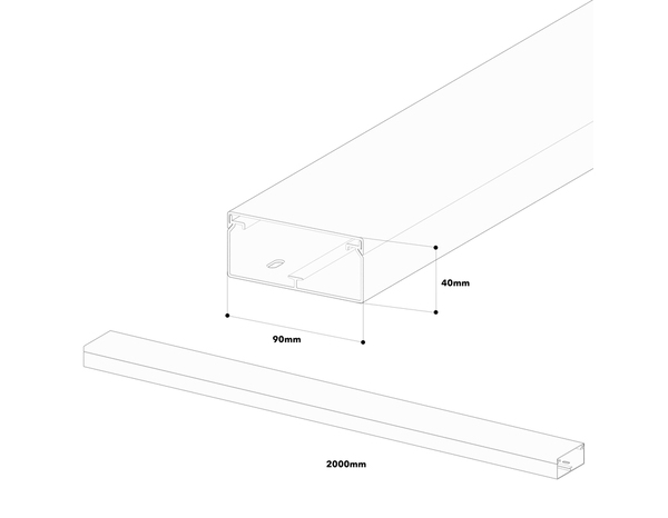 Moulure blanche goulotte L. 2 m x P. 40 x 90 mm - GGK - Brico Dépôt