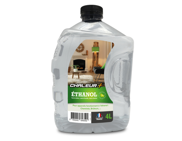 Liquide combustible Ethanol sans odeur pour cheminée CHALEUR + 4L - Brico Dépôt