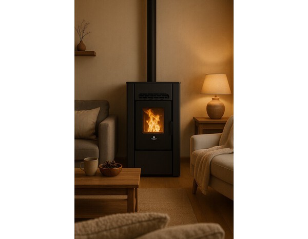 Poêle à granulés étanche noir MERKURO avec programmation 7 jours et WiFi - Brico Dépôt