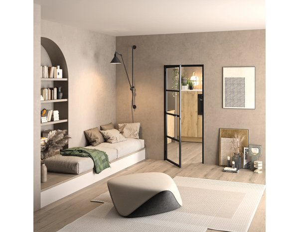 Bloc porte intérieure loft noir 83 cm droite OPTIMUM - Brico Dépôt