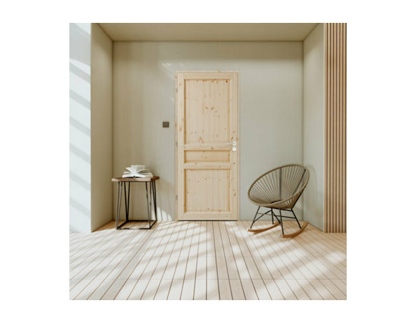 Bloc porte intérieur 3 panneaux effet pin 73 cm poussant droit ORDESA - Brico Dépôt