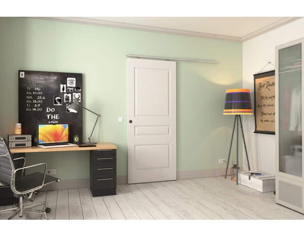 Porte coulissante prépeint 3 panneaux blanc 83 cm ORDESA - Brico Dépôt