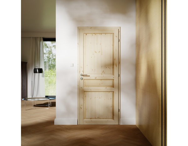 Bloc porte intérieur 3 panneaux effet pin 73 cm poussant gauche ORDESA - GEOM - Brico Dépôt