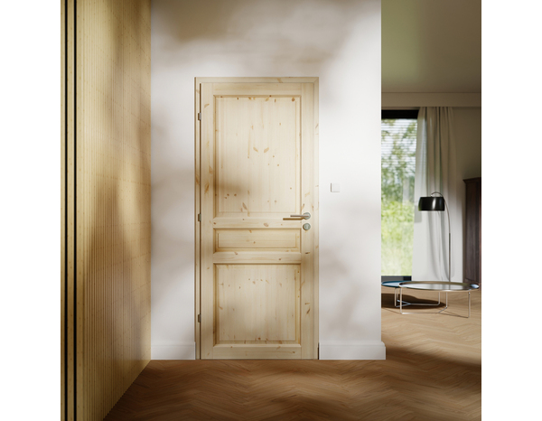 Bloc porte intérieur 3 panneaux effet pin 73 cm poussant droit ORDESA - Brico Dépôt
