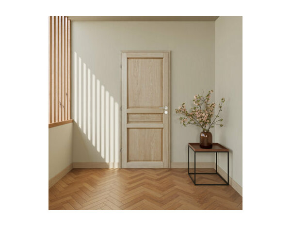 Bloc porte intérieur 3 panneaux effet chêne naturel 83 cm poussant droit ORDESA - GEOM - Brico Dépôt