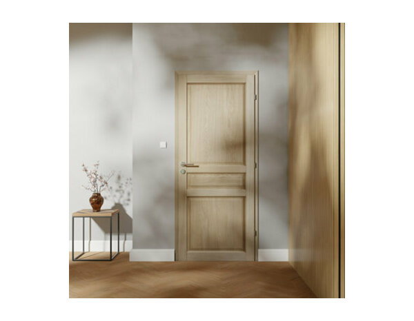 Bloc porte intérieur 3 panneaux effet chêne naturel 73 cm poussant gauche ORDESA - GEOM - Brico Dépôt