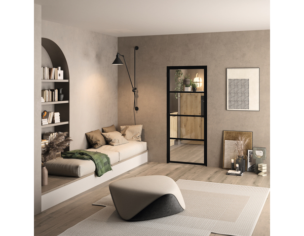 Bloc porte intérieure loft noir 83 cm droite OPTIMUM - Brico Dépôt